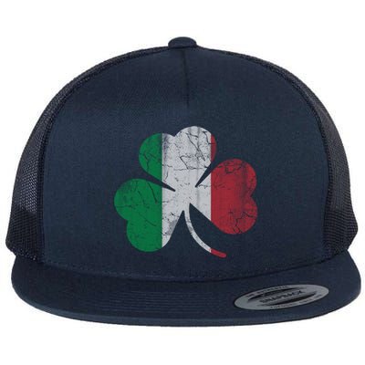 Irish Italian Flag Shamrock Italia Gift Flat Bill Trucker Hat