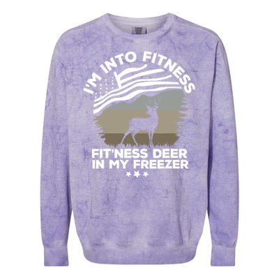 IM Into Fitness FitNess Deer In My Freezer Deer Flag Colorblast Crewneck Sweatshirt