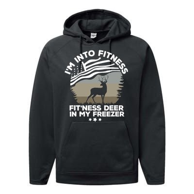 IM Into Fitness FitNess Deer In My Freezer Deer Flag Performance Fleece Hoodie