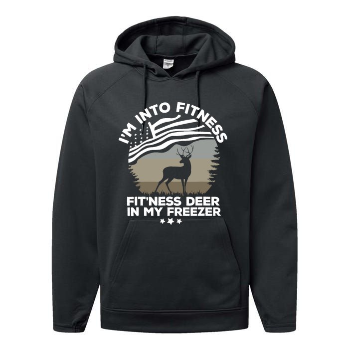 IM Into Fitness FitNess Deer In My Freezer Deer Flag Performance Fleece Hoodie