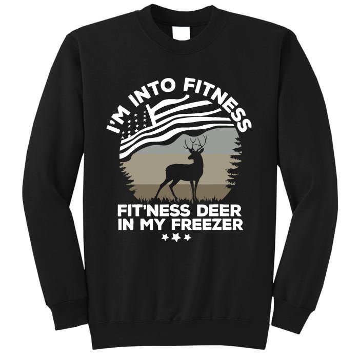 IM Into Fitness FitNess Deer In My Freezer Deer Flag Sweatshirt