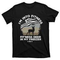 IM Into Fitness FitNess Deer In My Freezer Deer Flag T-Shirt