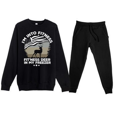 IM Into Fitness FitNess Deer In My Freezer Deer Flag Premium Crewneck Sweatsuit Set