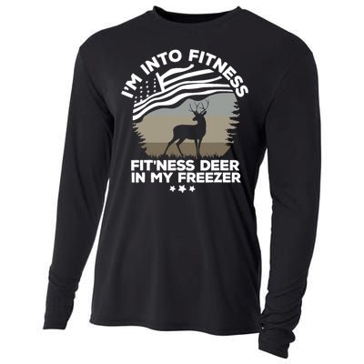 IM Into Fitness FitNess Deer In My Freezer Deer Flag Cooling Performance Long Sleeve Crew