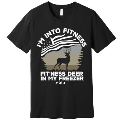 IM Into Fitness FitNess Deer In My Freezer Deer Flag Premium T-Shirt