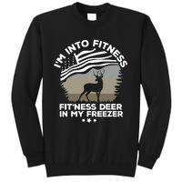 IM Into Fitness FitNess Deer In My Freezer Deer Flag Tall Sweatshirt