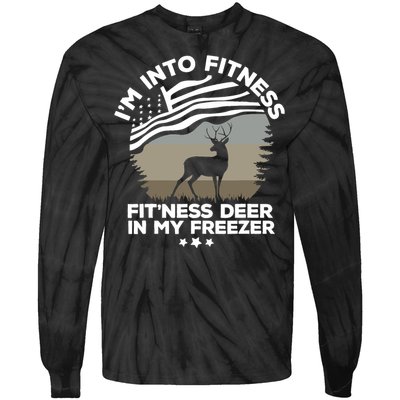 IM Into Fitness FitNess Deer In My Freezer Deer Flag Tie-Dye Long Sleeve Shirt