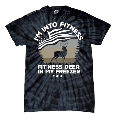 IM Into Fitness FitNess Deer In My Freezer Deer Flag Tie-Dye T-Shirt