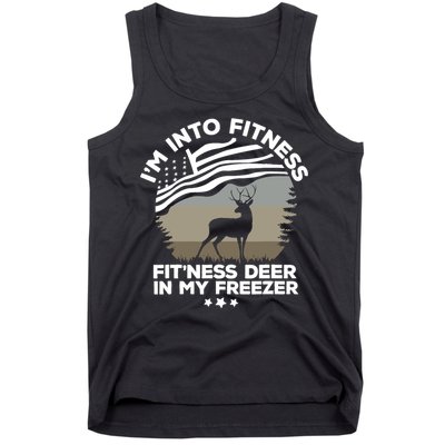 IM Into Fitness FitNess Deer In My Freezer Deer Flag Tank Top