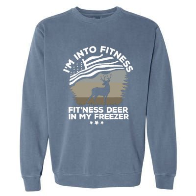 IM Into Fitness FitNess Deer In My Freezer Deer Flag Garment-Dyed Sweatshirt