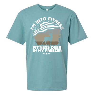 IM Into Fitness FitNess Deer In My Freezer Deer Flag Sueded Cloud Jersey T-Shirt