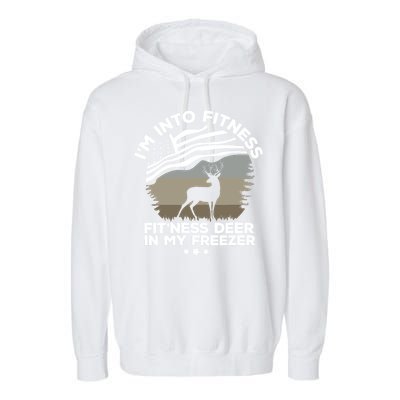 IM Into Fitness FitNess Deer In My Freezer Deer Flag Garment-Dyed Fleece Hoodie