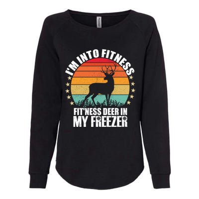 IM Into Fitness FitNess Deer In My Freezer Hunting Husband Womens California Wash Sweatshirt