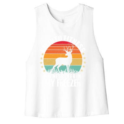 IM Into Fitness FitNess Deer In My Freezer Hunting Husband Women's Racerback Cropped Tank