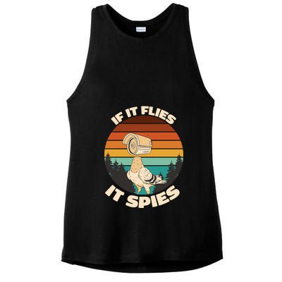 If It Flies It Spies Bird Watcher Government Spying Ladies PosiCharge Tri-Blend Wicking Tank
