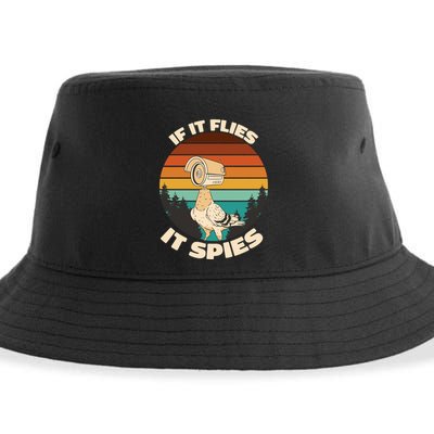 If It Flies It Spies Bird Watcher Government Spying Sustainable Bucket Hat