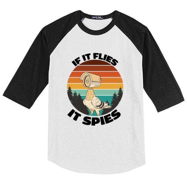 If It Flies It Spies Bird Watcher Government Spying Kids Colorblock Raglan Jersey