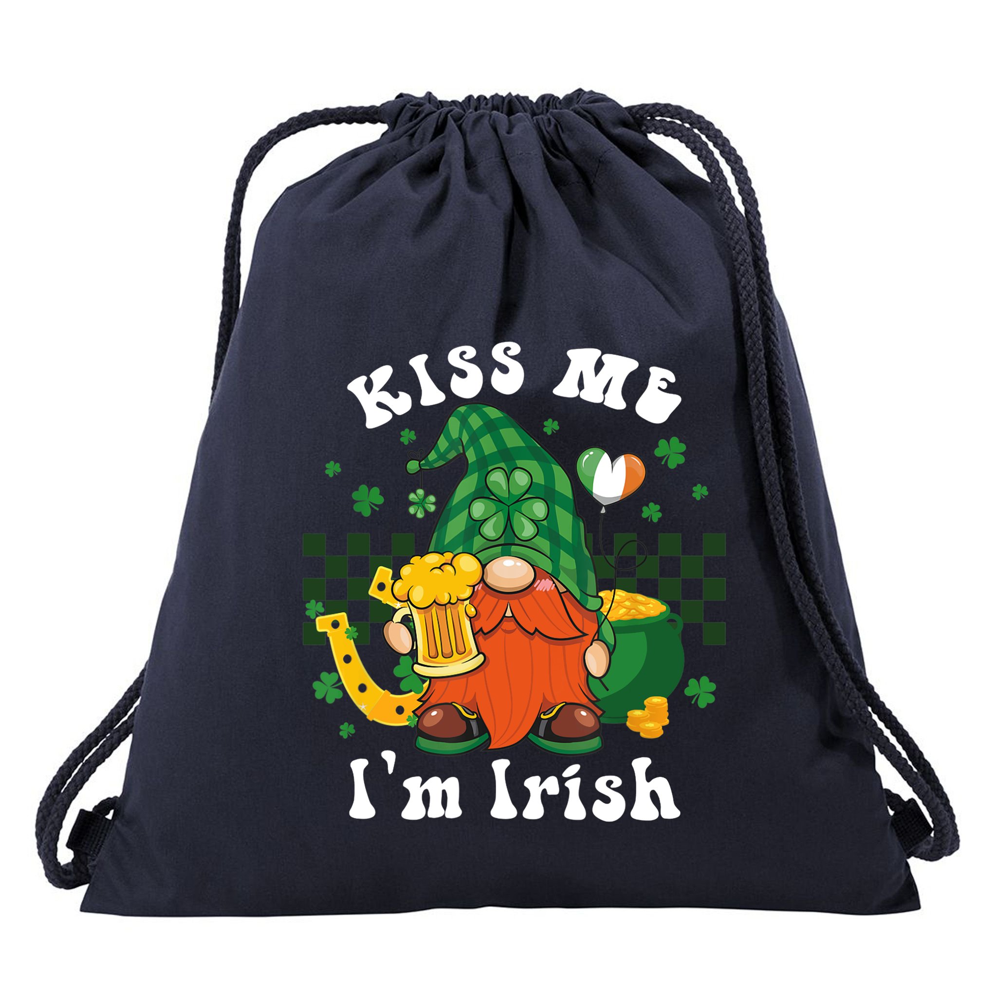 I'm Irish Gnome Beer Lovers St Patrick's Day Tee Drawstring Bag