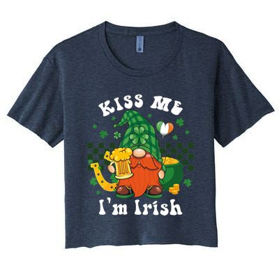 I'm Irish Gnome Beer Lovers St Patrick's Day Tee Women's Crop Top Tee