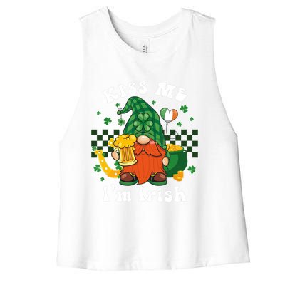 I'm Irish Gnome Beer Lovers St Patrick's Day Tee Women's Racerback Cropped Tank