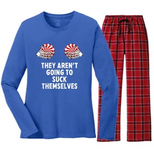 It Isnt Going To Suck Itself Funny Couple Christmas Costume Gift Women's Long Sleeve Flannel Pajama Set 