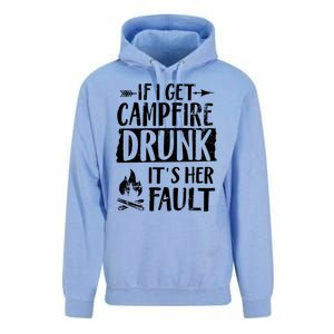 If I Get Campfire Drunk It's Her Fault Funny Camping Gift Unisex Surf Hoodie