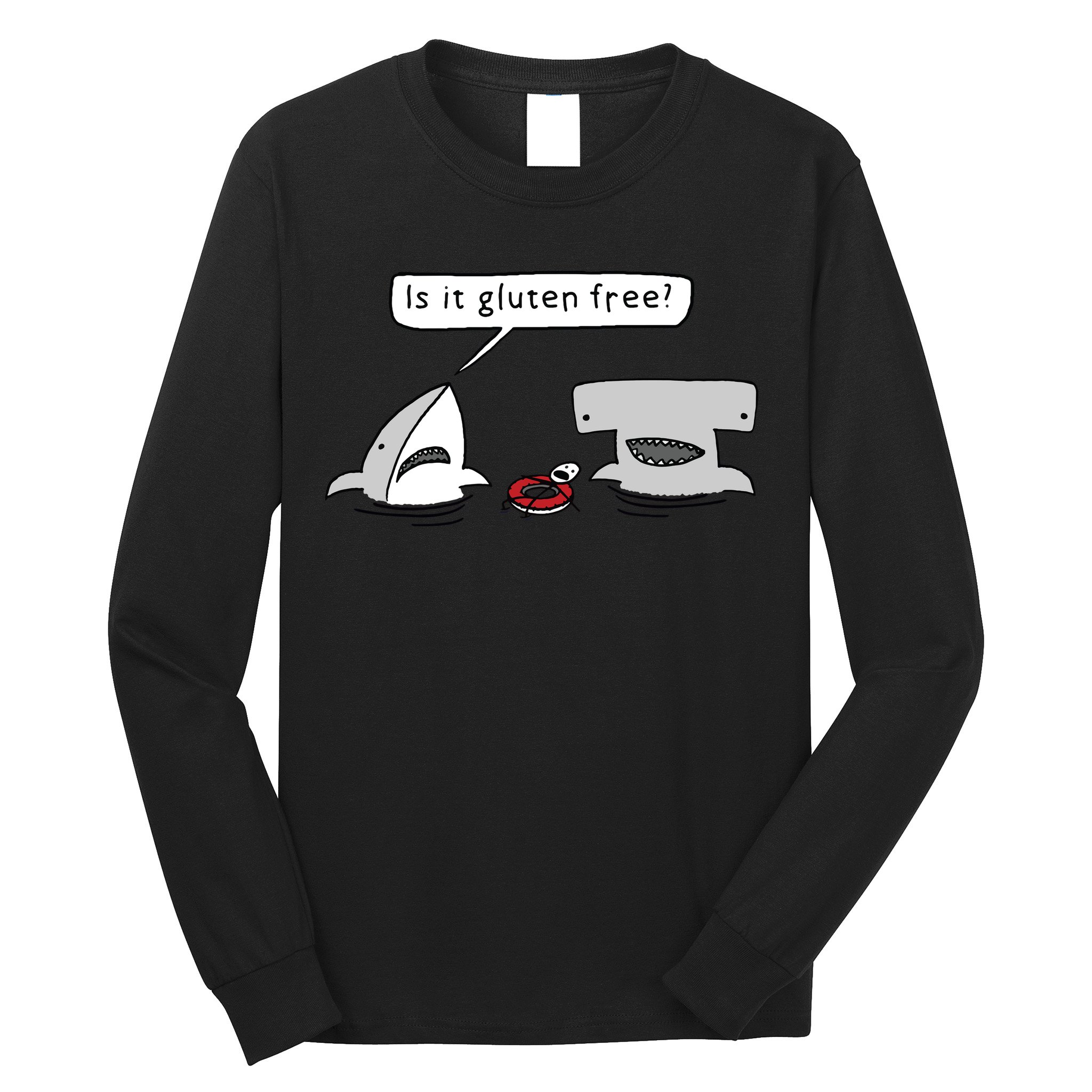 Is It Gluten Free Two Sharks Graphic Long Sleeve Shirt