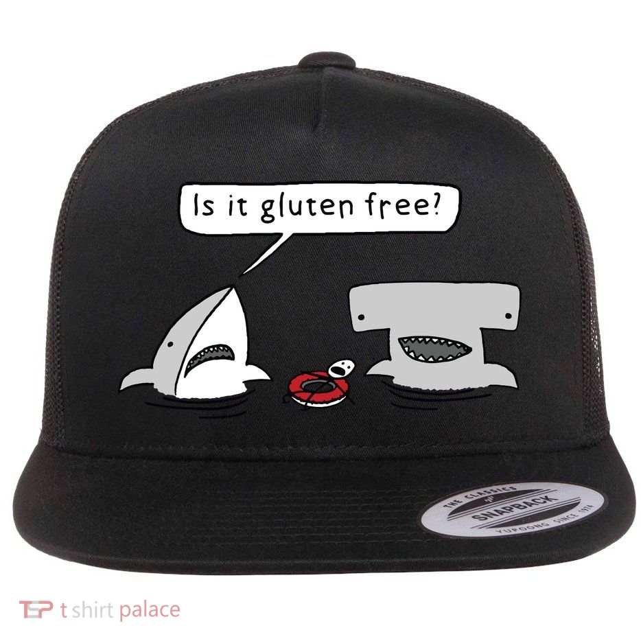 Is It Gluten Free Two Sharks Graphic Flatbill Hat