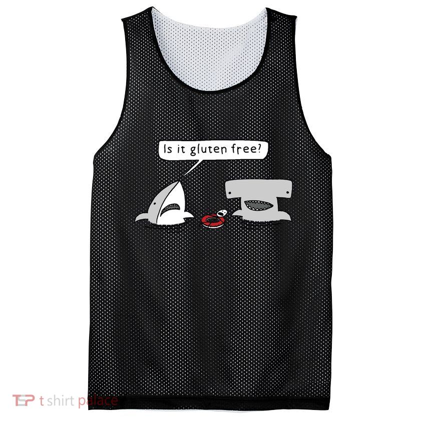 Is It Gluten Free Two Sharks Graphic Mesh Reversible Basketball Jersey Tank