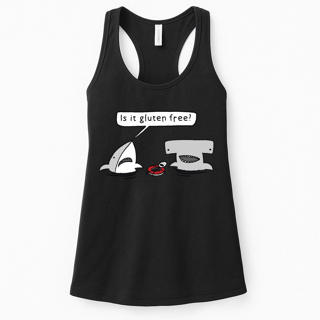 Is It Gluten Free Two Sharks Graphic Womens Tank Top