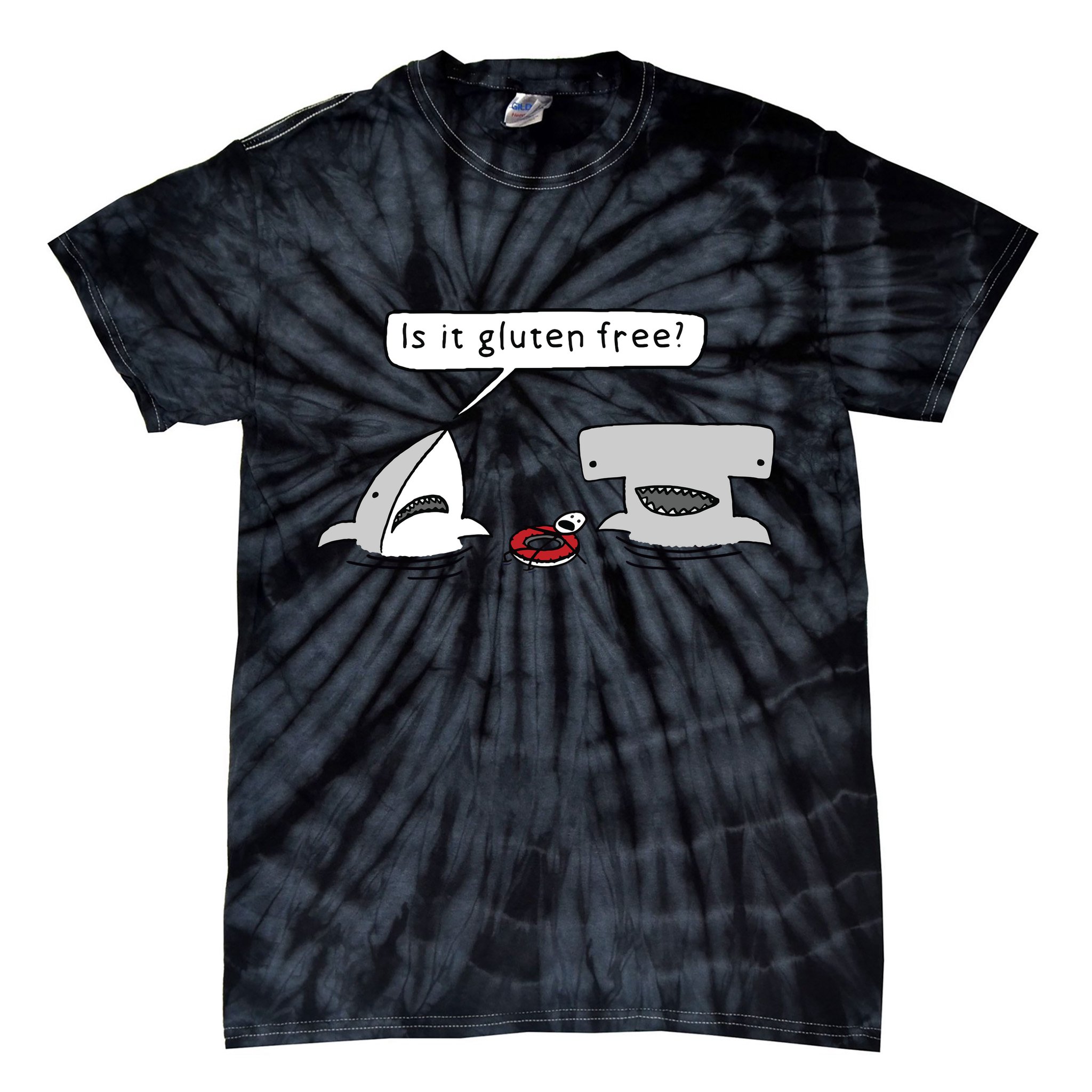 Is It Gluten Free Two Sharks Graphic Tie-Dye T-Shirt