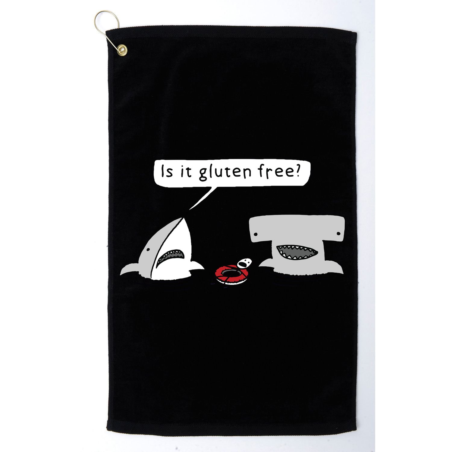 Is It Gluten Free Two Sharks Graphic Golf Towel