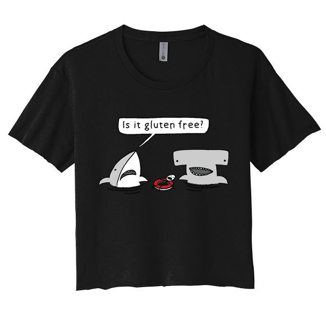 Is It Gluten Free Two Sharks Graphic Crop Top