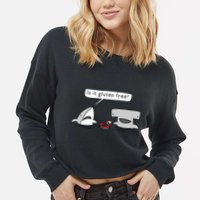 Is It Gluten Free Two Sharks Graphic Cropped Pullover Crew