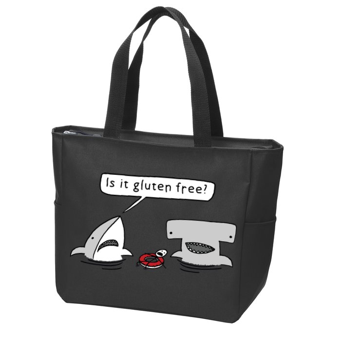 Is It Gluten Free Two Sharks Graphic Zip Tote Bag