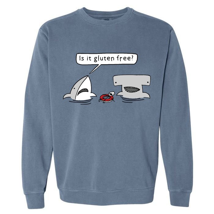 Is It Gluten Free Two Sharks Graphic Garment-Dyed Sweatshirt