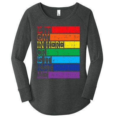 Is It Gay In Here Rainbow Pride Flag Lgbtq Women's Perfect Tri Tunic Long Sleeve Shirt