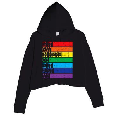 Is It Gay In Here Rainbow Pride Flag Lgbtq Crop Fleece Hoodie