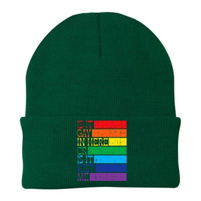 Is It Gay In Here Rainbow Pride Flag Lgbtq Knit Cap Winter Beanie