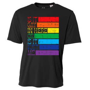 Is It Gay In Here Rainbow Pride Flag Lgbtq Cooling Performance Crew T-Shirt