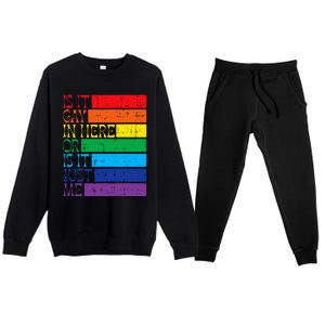 Is It Gay In Here Rainbow Pride Flag Lgbtq Premium Crewneck Sweatsuit Set