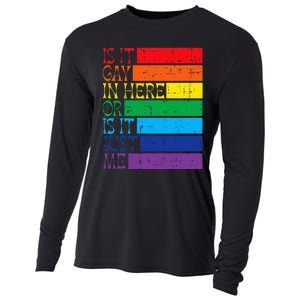 Is It Gay In Here Rainbow Pride Flag Lgbtq Cooling Performance Long Sleeve Crew