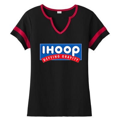 Ihoop I Hoop Defying Gravity Basketball & Basketballer Ladies Halftime Notch Neck Tee