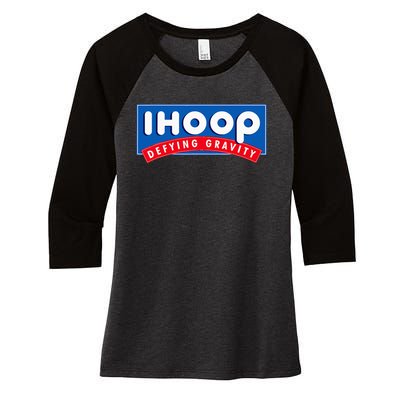 Ihoop I Hoop Defying Gravity Basketball & Basketballer Women's Tri-Blend 3/4-Sleeve Raglan Shirt