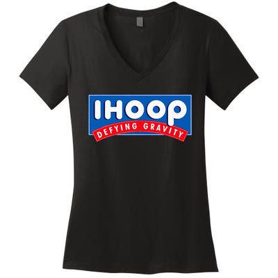 Ihoop I Hoop Defying Gravity Basketball & Basketballer Women's V-Neck T-Shirt