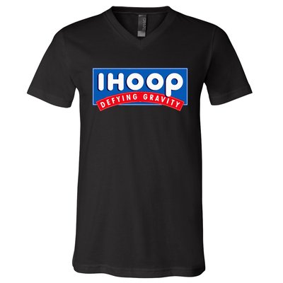 Ihoop I Hoop Defying Gravity Basketball V-Neck T-Shirt