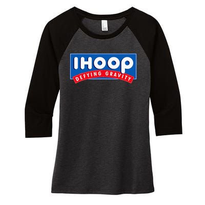 Ihoop I Hoop Defying Gravity Basketball Women's Tri-Blend 3/4-Sleeve Raglan Shirt