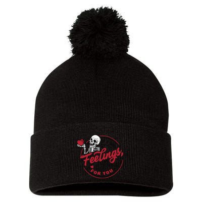 If I Had Feelings Theyd Be For You Skeleton Valentines Day Pom Pom 12in Knit Beanie