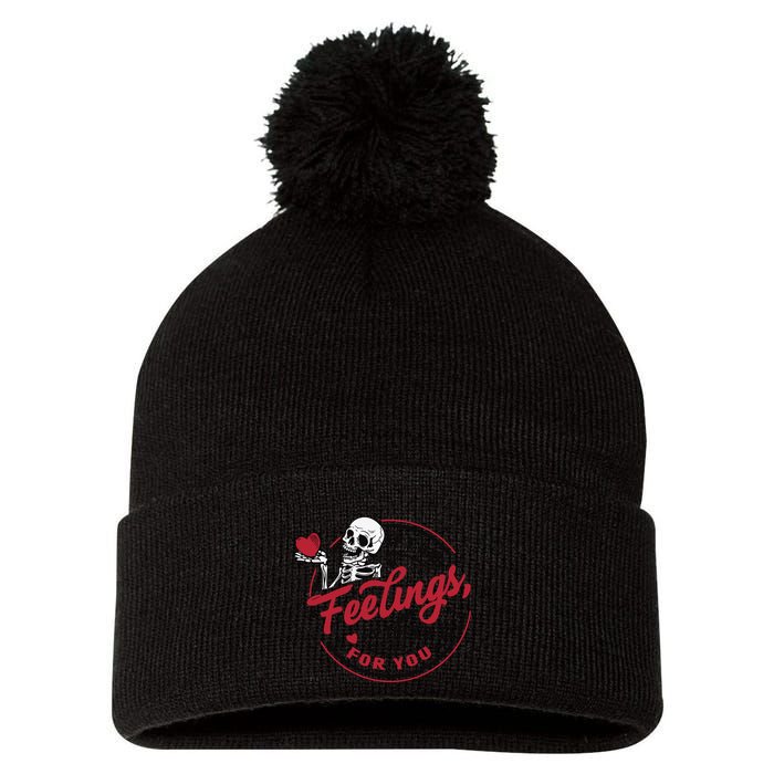 If I Had Feelings Theyd Be For You Skeleton Valentines Day Pom Pom 12in Knit Beanie