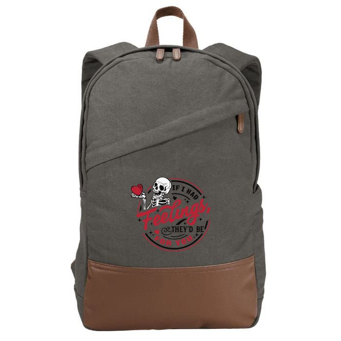 If I Had Feelings Theyd Be For You Skeleton Valentines Day Cotton Canvas Backpack